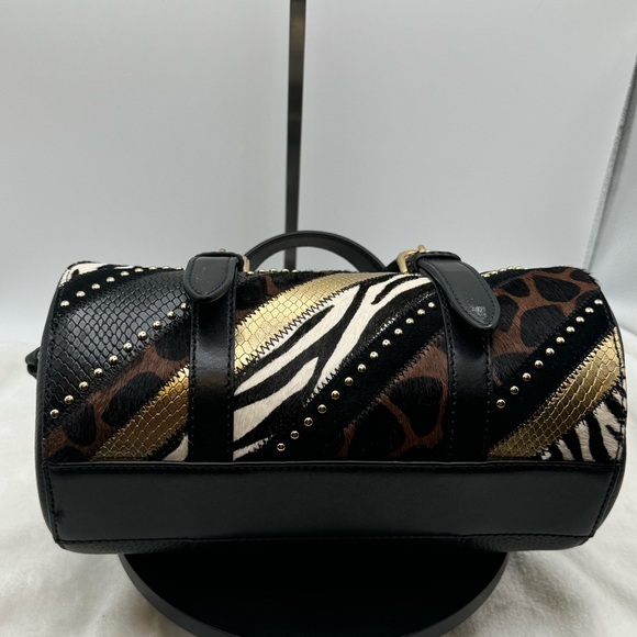 Michael Kors Stanton Medium East West Leather Barrel Messenger Black Multi. - Picture 4 of 16